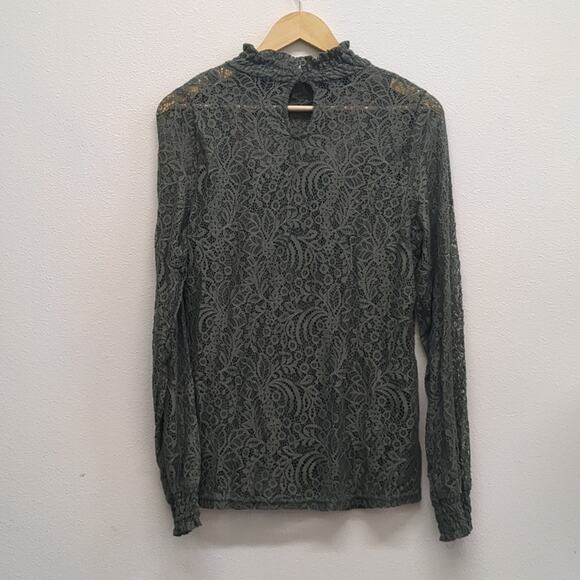 Cable and Gauge sage green lace turtle neck blouse size XL - Picture 7 of 7
